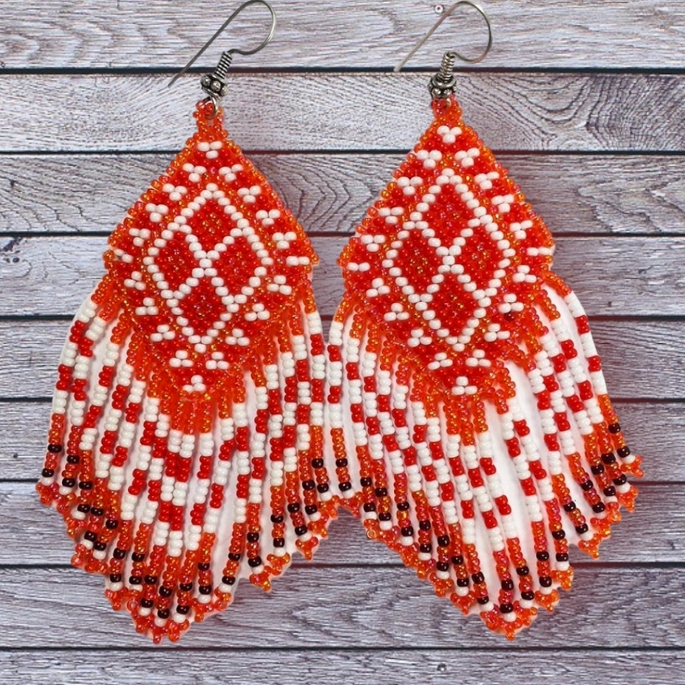 GORGEOUS Handmade Beaded Tribal Fringe Earrings